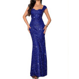 Women's Elegant Slim Strappy Solid Color Mermaid Long Dress