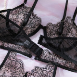 Sexy Push-Up See-Through Low Back Embroidered Patchwork Bodysuit for Women