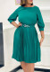 Women's Chic Fashion Elegant Round Neck Three-Quarter Sleeve Pleated African Dress