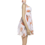 Summer Women's Sexy Halter Neck Low Back Asymmetrical Short Dress