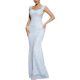 Women's Elegant Slim Strappy Solid Color Mermaid Long Dress