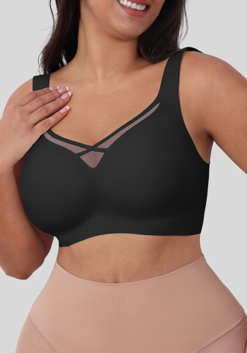 Plus Size Women Wireless Push-Up Anti-Droop Bra Large Cup Seamless Bra