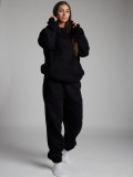 Women Fall/Winter Solid Hoodies with Eye Mask and Pants Two-Piece Set