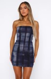 Women Printed Sexy Strapless Beach Bodycon Dress