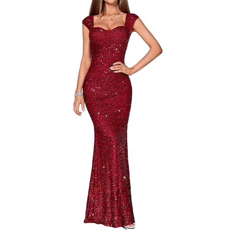 Women's Elegant Slim Strappy Solid Color Mermaid Long Dress