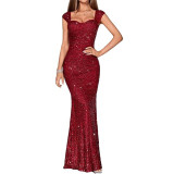 Women's Elegant Slim Strappy Solid Color Mermaid Long Dress