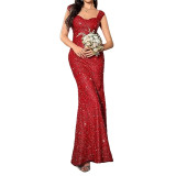 Women's Elegant Slim Strappy Solid Color Mermaid Long Dress