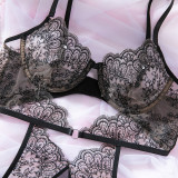 Sexy Push-Up See-Through Low Back Embroidered Patchwork Bodysuit for Women