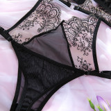 Sexy Push-Up See-Through Low Back Embroidered Patchwork Bodysuit for Women