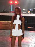 Sexy Slim Halter Neck Strapless Two-Piece Shorts Set