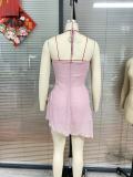 Women Summer Irregular Halter Neck Holiday Dress