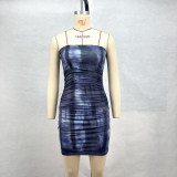Women Printed Sexy Strapless Beach Bodycon Dress