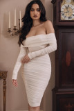 Women's Solid Color Sexy Slim Off-Shoulder Party Dress