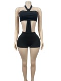 Sexy Slim Halter Neck Strapless Two-Piece Shorts Set