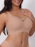 Plus Size Women Wireless Push-Up Anti-Droop Bra Large Cup Seamless Bra