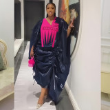 Embroidered Robe African Women's Plus Size Dress Solid Strappy Dress Two-Piece Set
