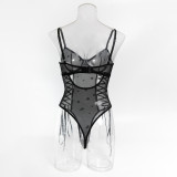 Sexy Strapless Daisy Embroidered Nightclub Bodysuit