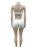 Sexy Slim Halter Neck Strapless Two-Piece Shorts Set