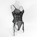 Sexy Strapless Daisy Embroidered Nightclub Bodysuit