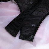 Sexy Strapless Daisy Embroidered Nightclub Bodysuit