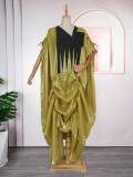 Embroidered Robe African Women's Plus Size Dress Solid Strappy Dress Two-Piece Set