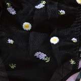 Sexy Strapless Daisy Embroidered Nightclub Bodysuit