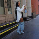 Women Autumn/Winter Collared Buttoned Lantern Sleeve Long-Sleeved Shirt