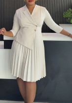 Plus Size Women Winter Turndown Collar Pleated Shirt Dress Plus Size Women Winter Turndown Collar Pleated Shirt Dress