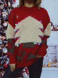 Christmas sequin flocked Christmas tree deer sweater
