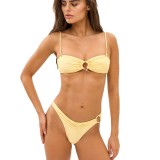 Women Solid Lace-Up Sexy Bikini Two-Piece Swimsuit