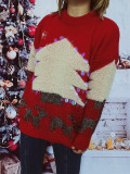 Christmas sequin flocked Christmas tree deer sweater