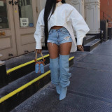 Women Autumn/Winter Collared Buttoned Lantern Sleeve Long-Sleeved Shirt