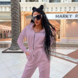 Women Deer Pu-Leather Jumpsuit