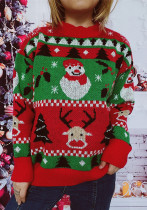 Christmas round-neck Long-sleeved snowman and elk knitted sweater Christmas round-neck Long-sleeved snowman and elk knitted sweater