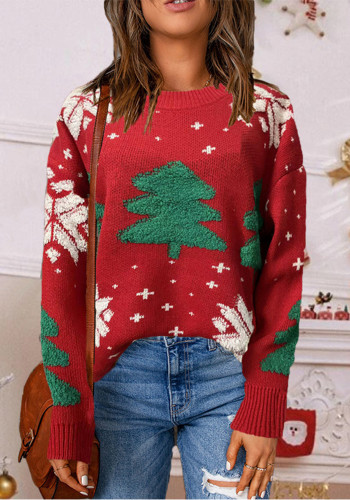 Women Autumn/Winter Knitting Jacquard Christmas Sweater