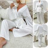 Women Long-Sleeved Top and Pants Two-Piece Set