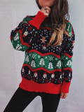 Christmas autumn and winter knitted jacquard acrylic turtleneck long-sleeved sweater