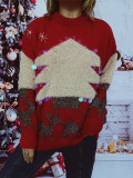Christmas sequin flocked Christmas tree deer sweater