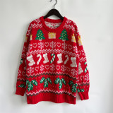 Christmas stocking snowflake knitting round-neck long-sleeved sweater