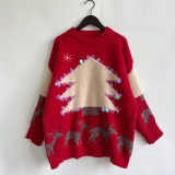 Christmas sequin flocked Christmas tree deer sweater