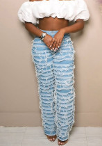 Women Washed and Distressed Casual Denim Pants