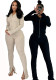 Women Autumn/Winter Ribbed Patchwork Casual Top and Pant Two-Piece Set