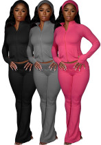 Women Thumb-Button Fold-Over Bell Bottom Pant (Includes Headband) Two-Piece Set