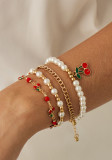 Fruit cherry oil drop bracelet, imitation pearl beaded bracelet