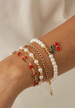 Fruit cherry oil drop bracelet, imitation pearl beaded bracelet