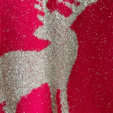 Christmas autumn and winter gold thread jacquard deer round-neck long-sleeved sweater