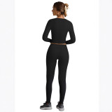 Women V-Neck Workout Autumn/Winter Long-Sleeved Crop Top