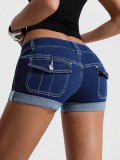Mid-Stretch Low Waist Casual Pocket Women's Denim Pants