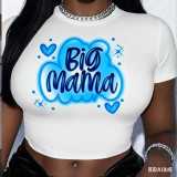 Street Multi-Color Letter Print Cropped Top T-Shirt