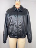 Women Fall/Winter Pu-Leather Long-Sleeve Zippered Sport Baseball Jacket